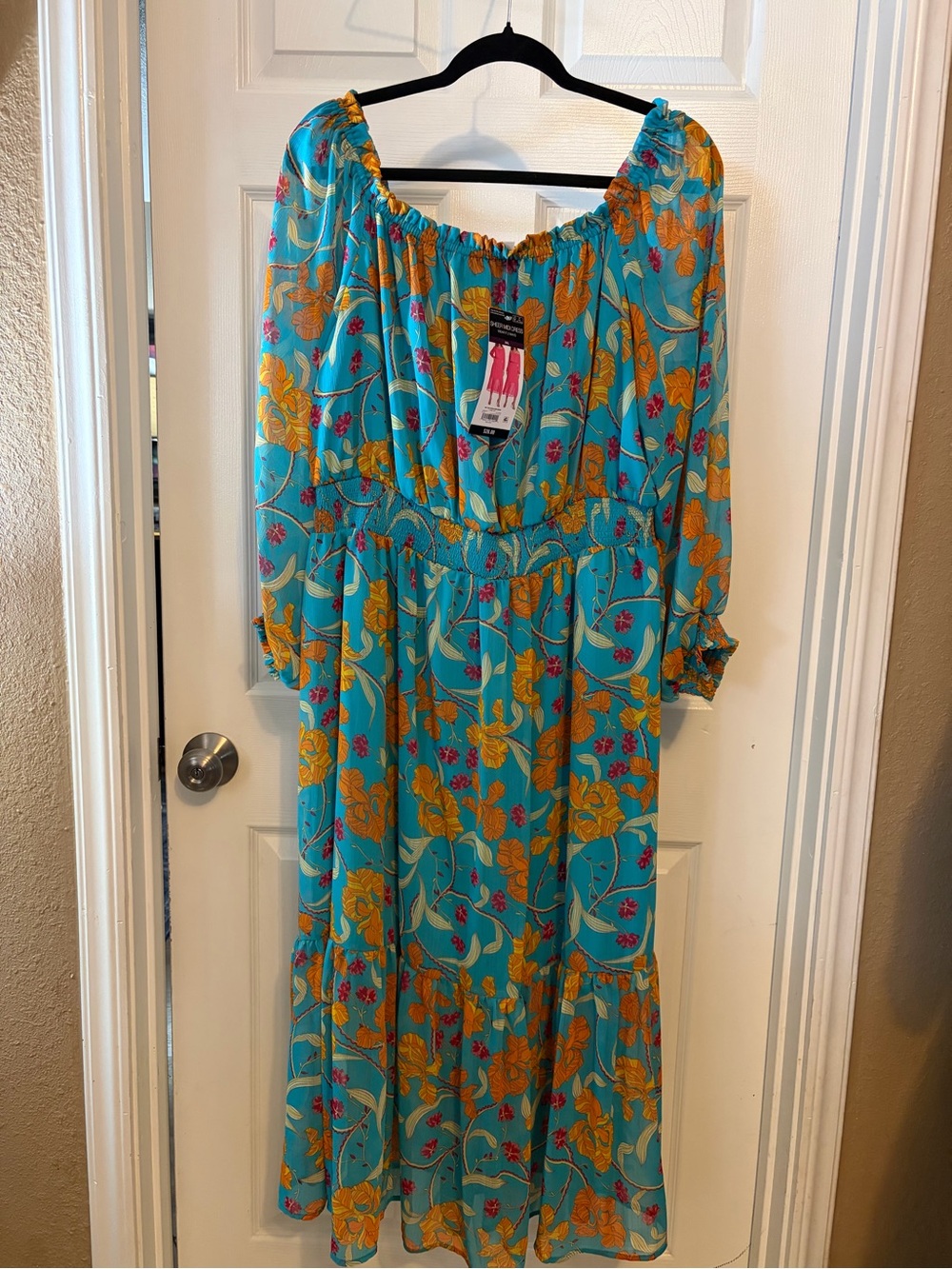 sofia by sofia vergara Turquoise Floral Maxi Dress with Yellow and Pink Accents